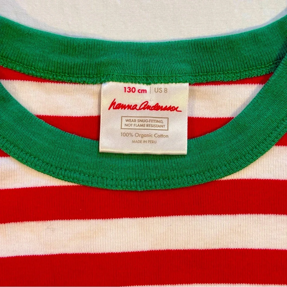 Hanna Andersson Pajamas Boys 8 130 cm Girls Christmas Stripes Long Johns Organic - Picture 2 of 4